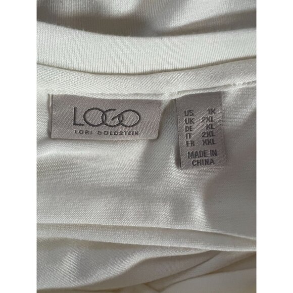 Lori Goldstein LOGO Womens Ivory Tunic Top With Lace Hem Detail Size 1X Soft Str - Picture 5 of 16